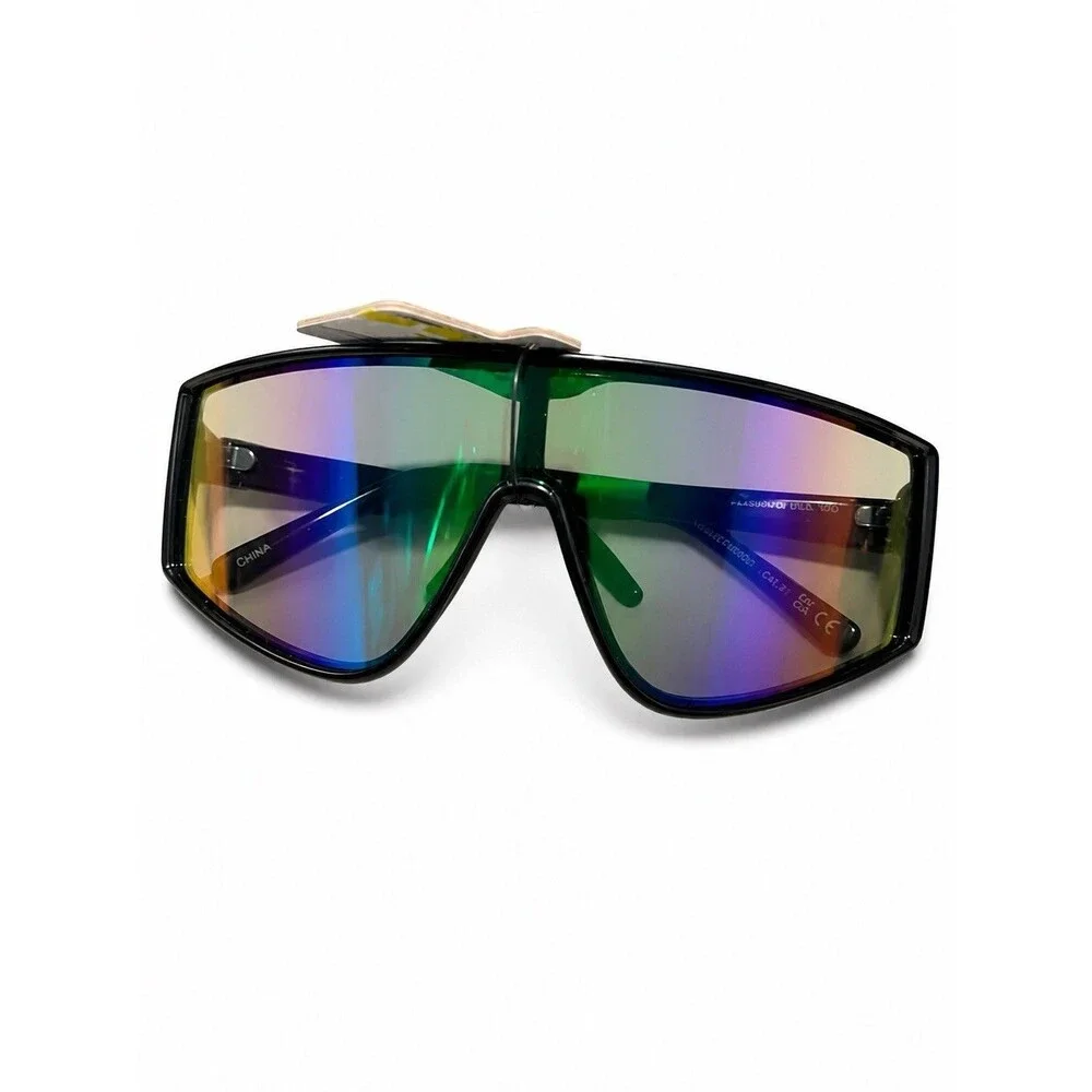 Panama Jack Shield Sunglasses Black Green Surf UV400 Oversized NWT Unisex